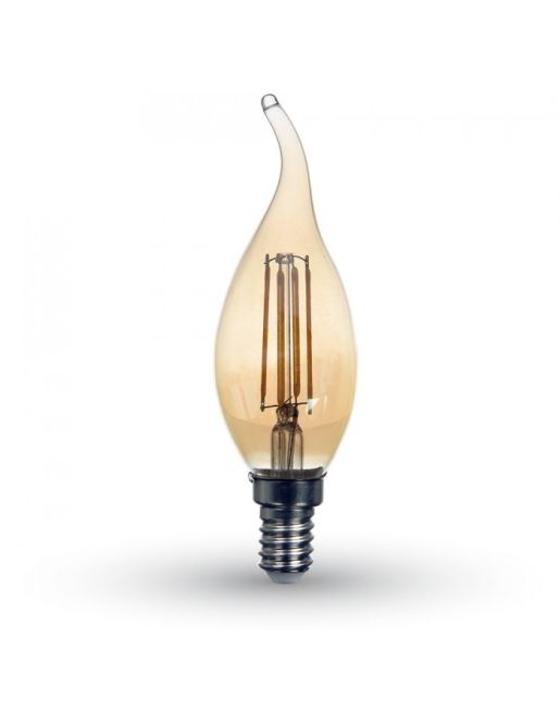 ΛΑΜΠΑ LED ΚΕΡΙ ΦΛΟΓΑ FILAMENT 4W E14 AMBER 2200K 350LM